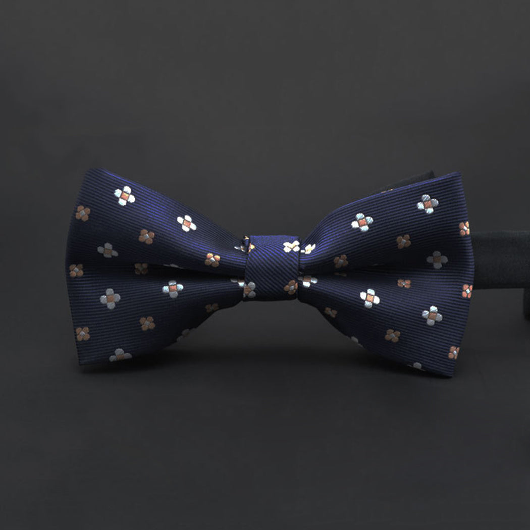 Geometric Orange & Blue Floral Bow Tie