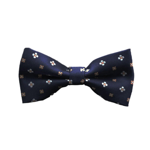 Geometric Orange & Blue Floral Bow Tie