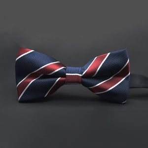 Double Stripe Navy Blue Bow Tie