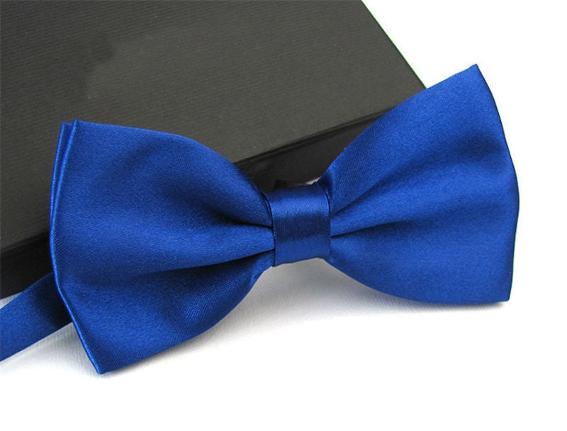 Blue Satin Tuxedo Bow Tie