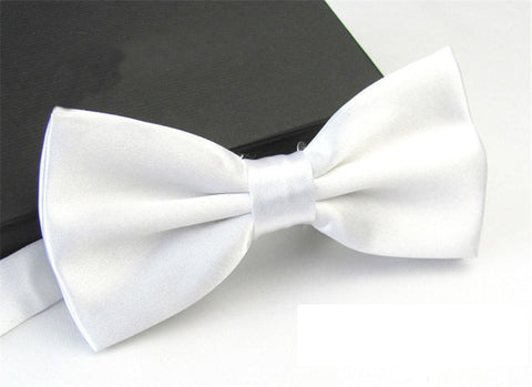 White Satin Tuxedo Bow Tie