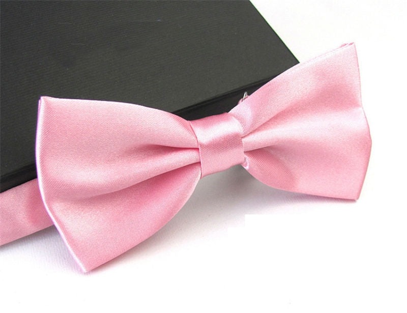 Light Pink Satin Tuxedo Bow Tie