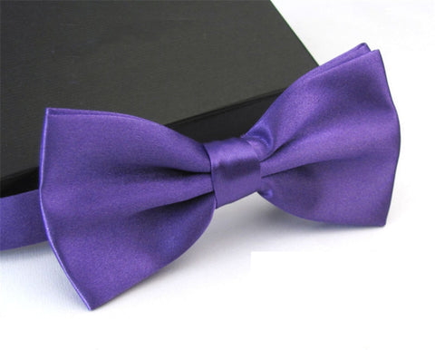 Purple Satin Tuxedo Bow Tie