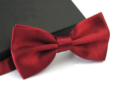 Wine Red Satin Tuxedo Bow Tie