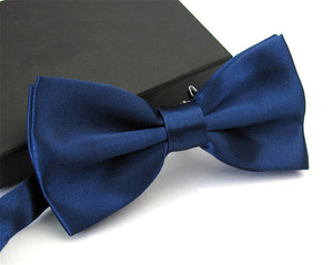 Dark Blue Satin Tuxedo Bow Tie