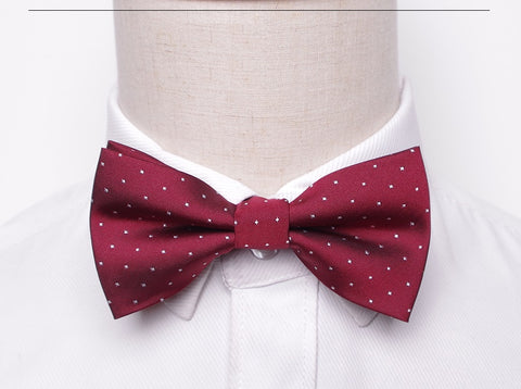 Etched Polka Dot Burgundy Bow Tie