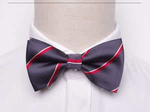 Red & White Stripe Blue Bow Tie