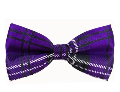 Classic Black & Purple Tartan Checks Bow Tie