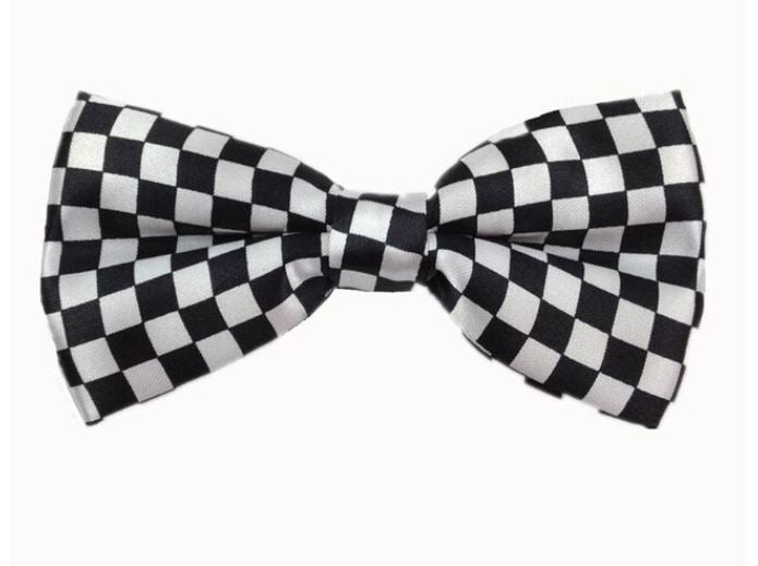 Classic Black & White Checkered Bow Tie