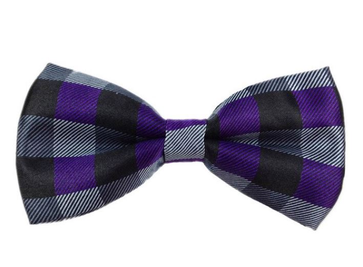 Purple Black & Grey Checks Bow Tie
