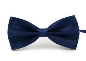 Dark Blue Large Satin Bow Tie
