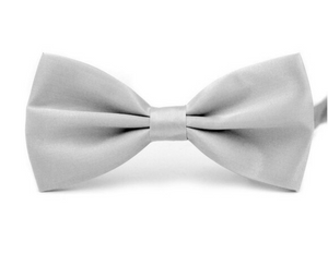 Pastel Silver Grey Large Satin Bow Tie