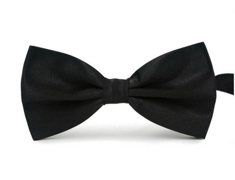 Classic Black Large Satin Bow Tie