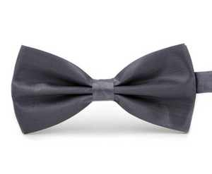 Metalic Dark Ash Blue Large Satin Bow Tie