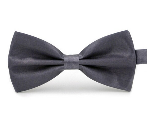 Metalic Dark Ash Blue Large Satin Bow Tie