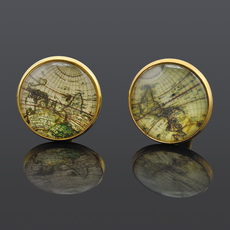 Vintage World Map Cufflinks