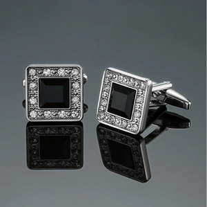 Silver Crystal Cufflinks