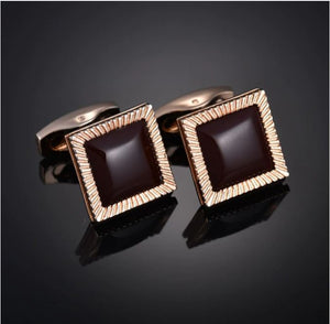 Rose Gold Black Stone Cufflinks