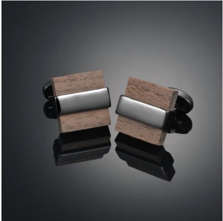 Vintage Wood & Silver Cufflinks