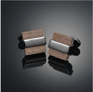 Vintage Wood & Silver Cufflinks