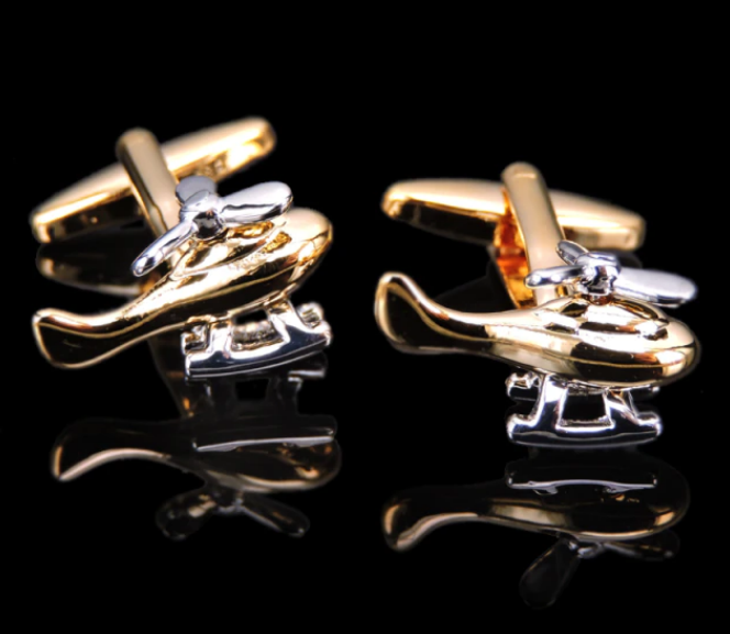 Gold & Silver Two-tone Helicopter Cufflinks