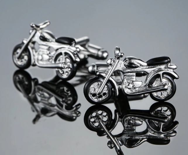 Silver & Black Cruiser Bike Cufflinks