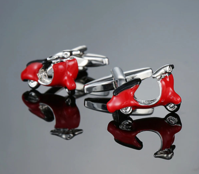 Red & Silver Scooter Bike Cufflink