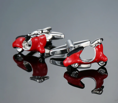 Red & Silver Scooter Bike Cufflink