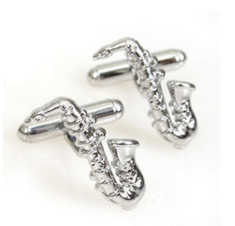 Saxophone Silver Cufflinks