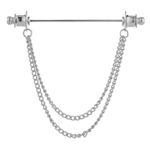 Silver Medieval Collar Bar with Double Chain