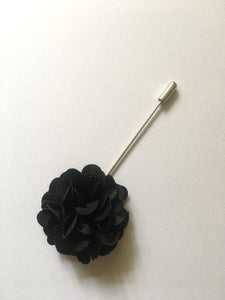 Black Flower Fabric Lapel Pin