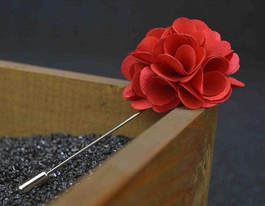 Red Flower Fabric Lapel Pin