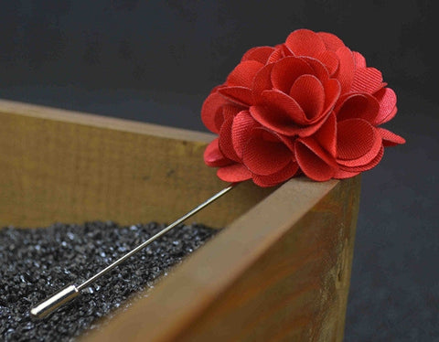 Red Flower Fabric Lapel Pin