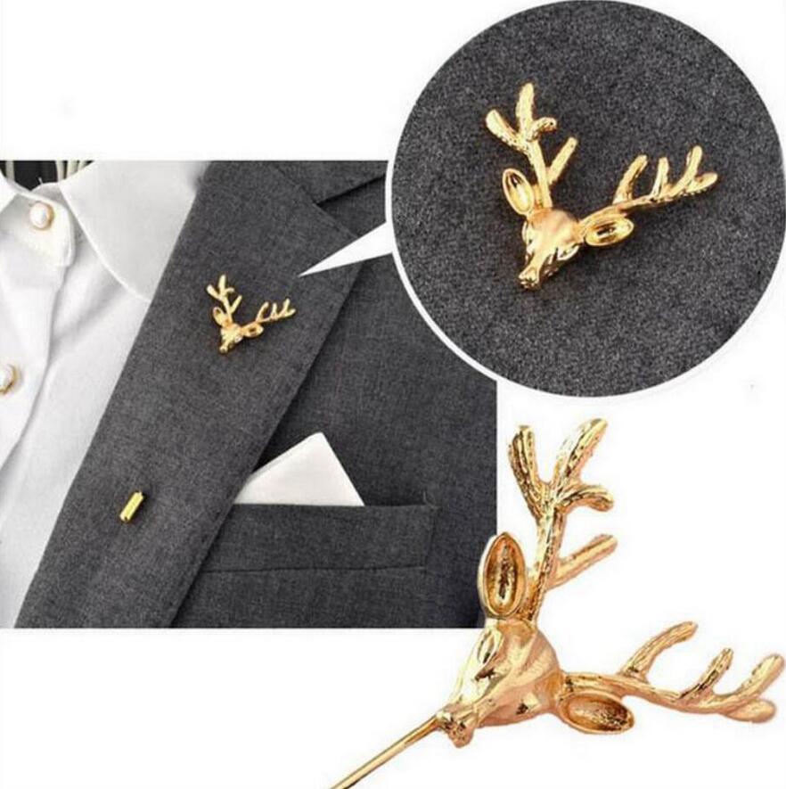 Gold Reindeer Lapel Pin