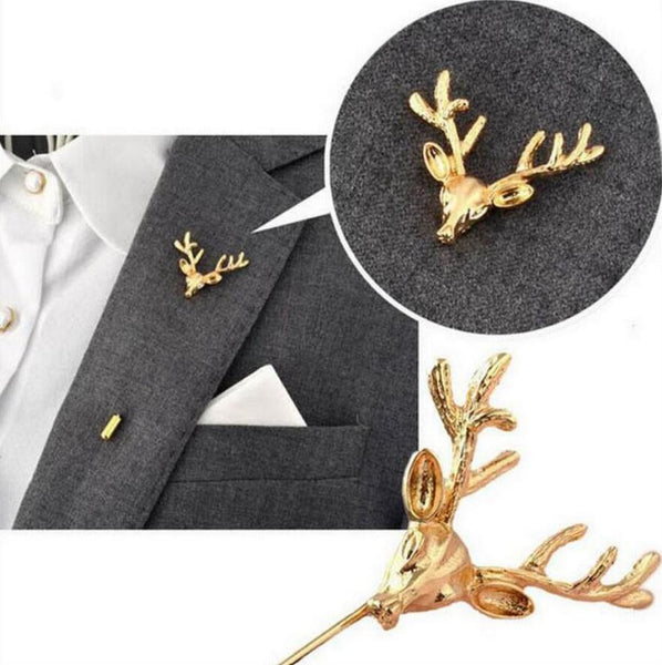 Gold Reindeer Lapel Pin