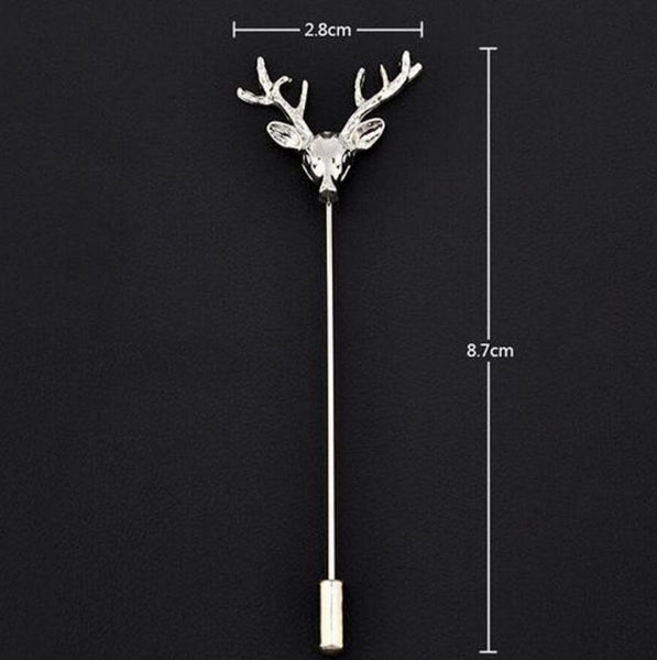 Silver Reindeer Lapel Pin