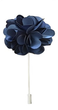 Dark Blue Flower Fabric Lapel Pin