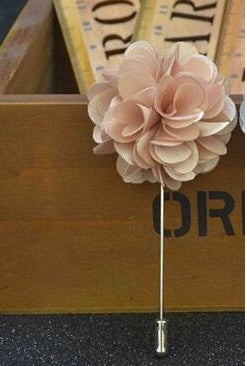 Champagne Gold Flower Fabric Lapel Pin
