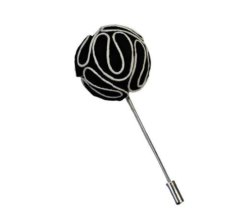 White Piped Black Lapel Pin