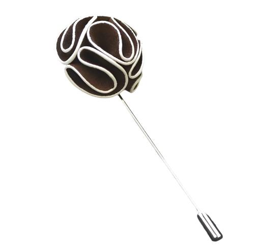 White Piped Brown Lapel Pin