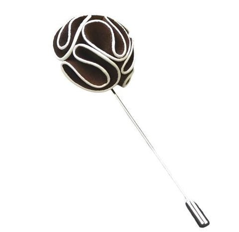 White Piped Brown Lapel Pin