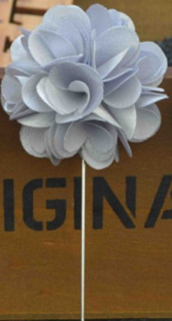 Silver Flower Fabric Lapel Pin