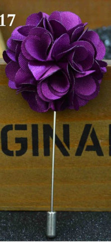 Plum Purple Flower Fabric Lapel Pin