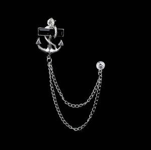 Anchor & Stone Silver Lapel Pin Chain