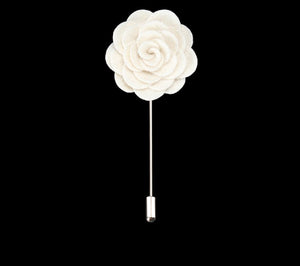 Suede Ivory Flower Lapel Pin