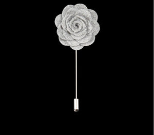 Suede Grey Flower Lapel Pin