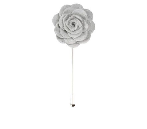 Suede Grey Flower Lapel Pin