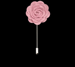 Suede Pink Flower Lapel Pin
