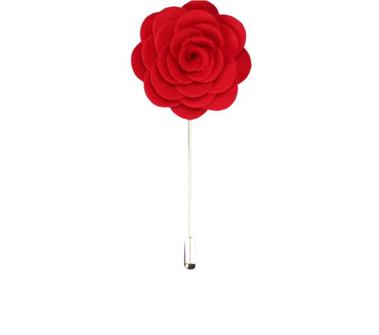 Suede Red Flower Lapel Pin