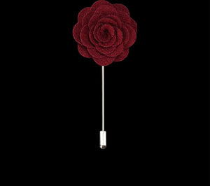 Suede Burgundy Flower Lapel Pin